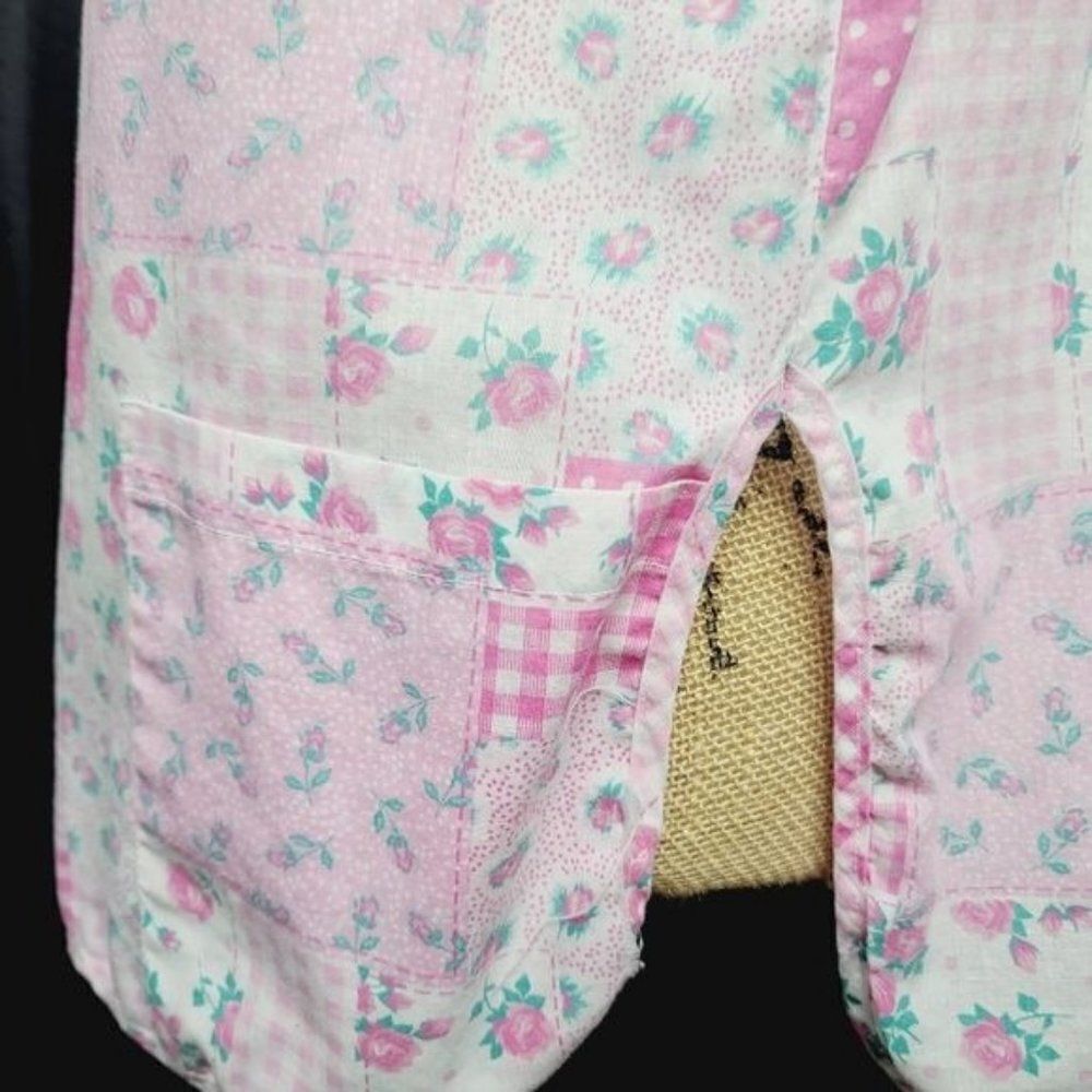 Vintage Barbiecore Pink Patchwork Snap Front Smoc… - image 4